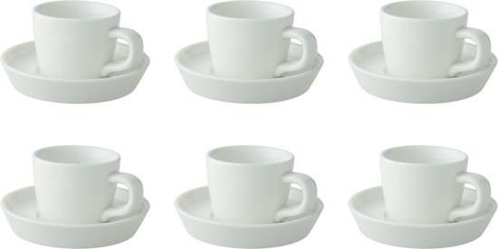 Palmer - Da Vinci - Tasse à expresso et soucoupe - 6 pièces - 9 cl - Wit - Porcelaine - Tasses à café