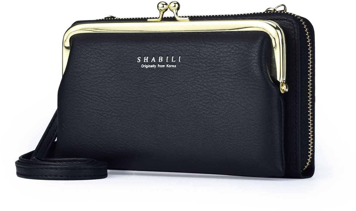 Cross body Tas - Telefoontasje - Met ruimte voor pasjes - Zwart