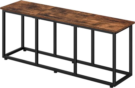 Industriële eetbank set van 2, stalen frame, rustiek bruin en