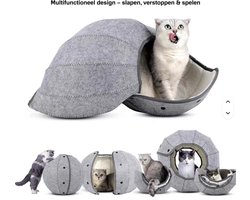 Kattenmand - Kattenhuis - Speeltunnel kat - Grijs - Mia & Juta®