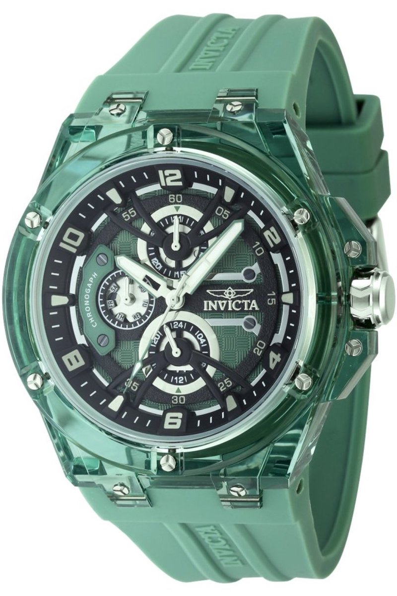 Invicta Racing 48798 Heren Horloge - Waterdicht - Analoog - Quartz Uurwerk - Plastic met groene Wijzerplaat - 46mm