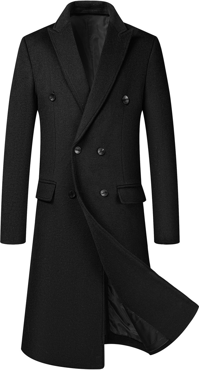ALLTHEMEN Heren Wollen Dikke Coat - Slim Fit Overgangsjas - S