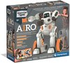 Verpakking van AIRO robot met afbeeldingen van de robot, kind, smartphone en onderdelen.