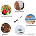 Applications de la tarière : plantation de fleurs/légumes, mélange de terre/engrais, plantation de bulbes, trous de parasol, perçage de trous de pêche sur glace.