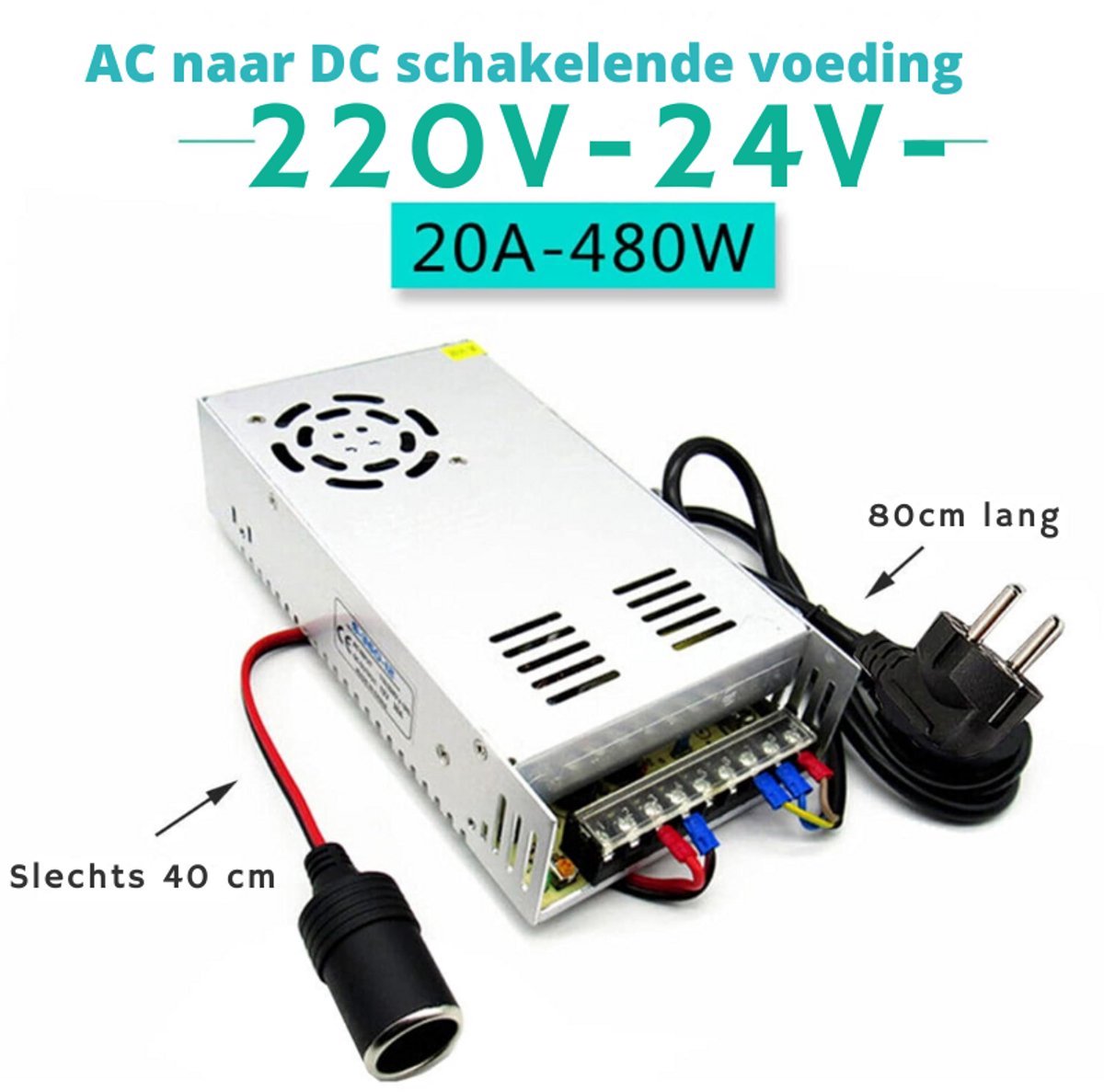 Thuys – D85CS 480W Schakelvoeding – 220V-240V AC naar 24V DC, 20A Industriële Voedingsadapter / Transformator
