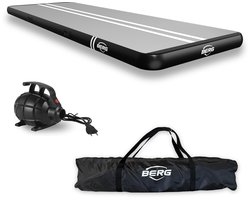 foto van BERG AirTrack Home Turnmat - 300 cm - Inclusief Elektrische Pomp en Draagtas - Zwart/Grijs