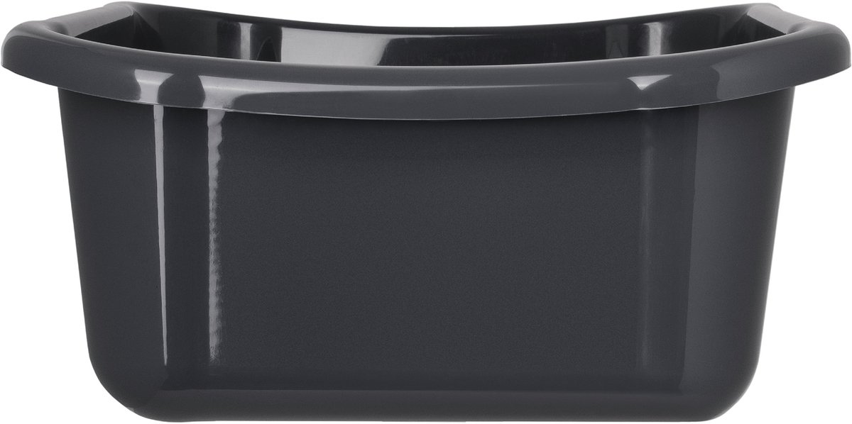 KADAX Rechthoekige wasbak, robuuste wasbak, waskom met comfortabele handgrepen, opbergcontainer, compacte reinigingsbak, kom (donkergrijs, 8 liter)