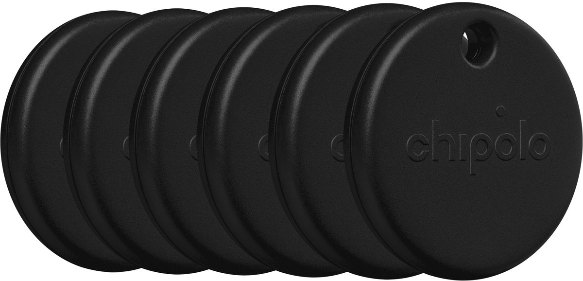 Chipolo Pop - Bluetooth Tracker & KeyFinder - Werkt met Apple Find My & Android Find My Device - Tracker Apple iPhone & Android - 120 dB - Zwart - 6 Pack