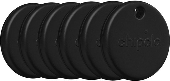 Chipolo Pop - Bluetooth Tracker & KeyFinder - Werkt met Apple Find My & Android Find My Device - Tracker Apple iPhone & Android - 120 dB - Zwart - 6 Pack