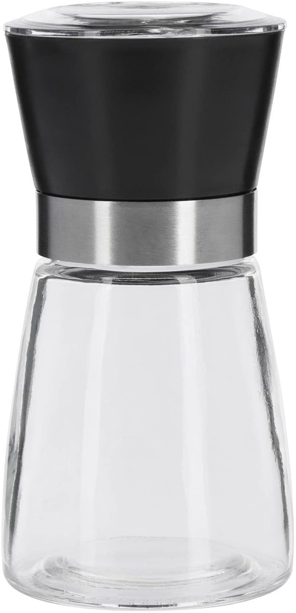 Crrynuo 1-Stuks Pepermolen Zwart - Keramische Maalwerk 180ml - Instelbare Maalgraad Voor Peper En Zout