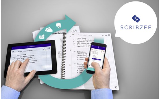 Schrijven op papier en digitaal via tablet en smartphone met SCRIBZEE app.