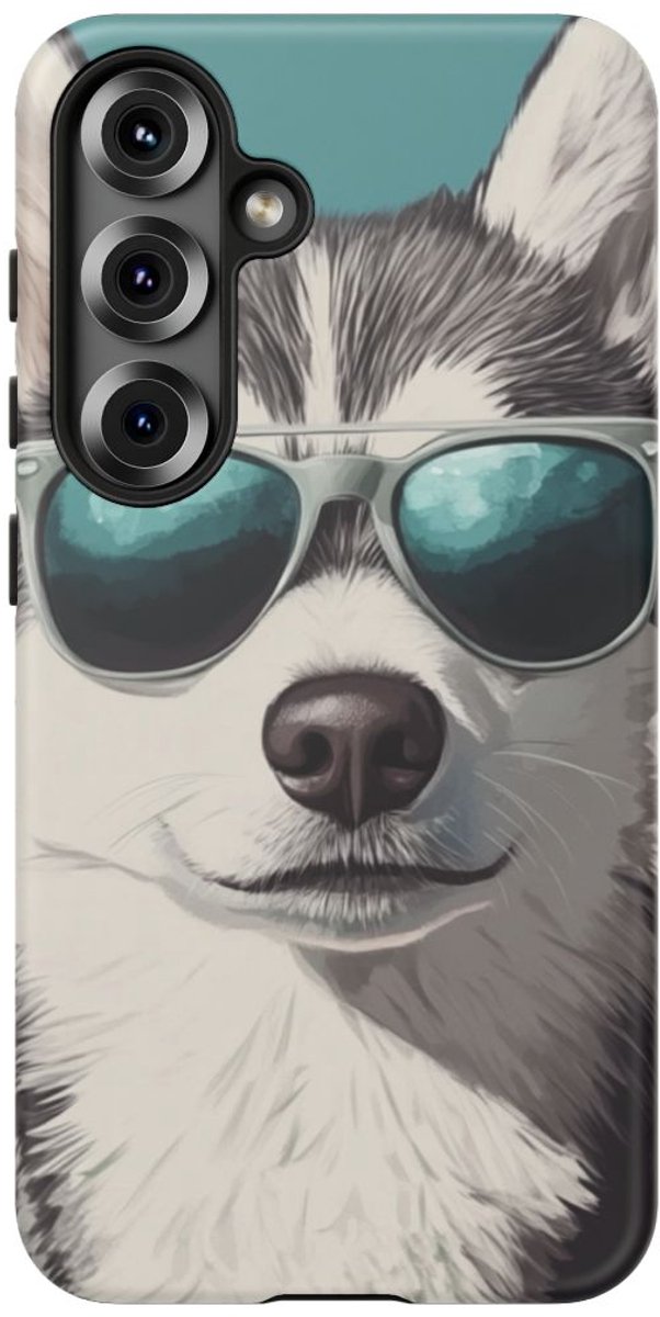 Stoere Husky met Zonnebril – Telefoonhoesje Geschikt voor Samsung Galaxy S25