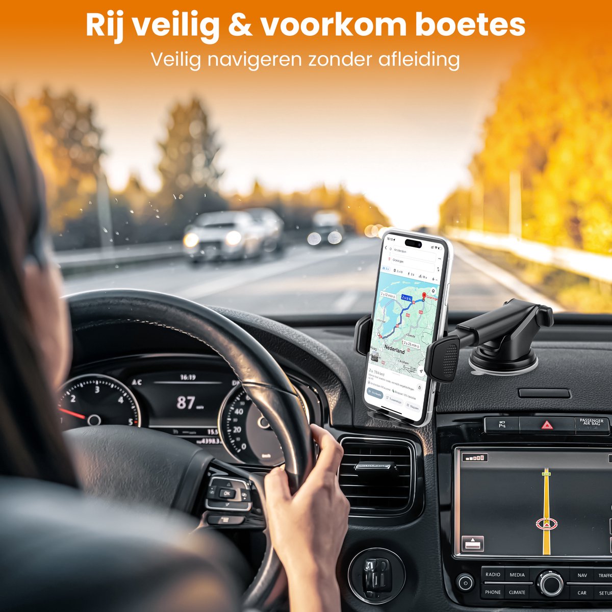 Telefoonhouders Auto met Zuignap - 3 in 1 Autohouder voor Dashboard, Voorruit & Ventilatie - Mobiel Houder Auto - GSM Houder Auto - Universeel en Verstelbaar - Zwart — cadeau in Cadeau-ideeën - foto 2