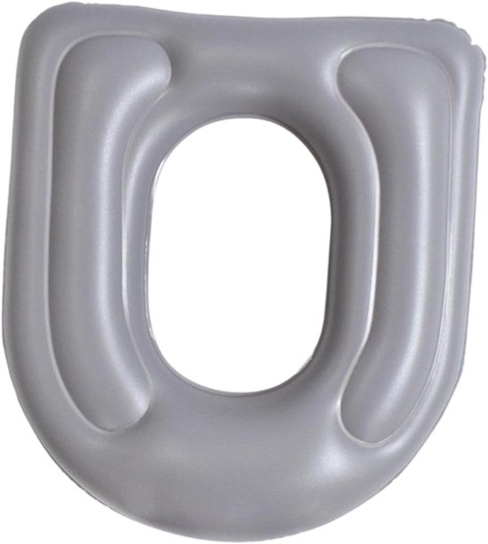 Foto: Snq opblaasbare toiletbril 1 stuk grijs opblaasbaar zitkussen in hoogte verstelbaar rond zitkussen ergonomisch ringzitkussen verlichting van rugpijn handig met zuignapondersteuning