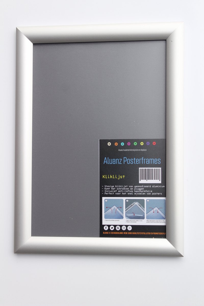 ALUANZ Kliklijst Zilver B1 Aluminium - Wissellijst - Posterlijst - Fotolijst - Inclusief Beschermfolie — cadeau in Cadeau-ideeën - foto 3