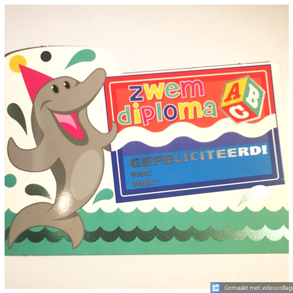 3 Luxe Wenskaarten Zwemdiploma - Zwem Diploma Wens Kaart - 1 Motief - Think Shape - Touche Cards - Met Envelop - 18x13cm - Dolfijn - Diplome de Natation - Swimming Diploma - Schwimmdiplom