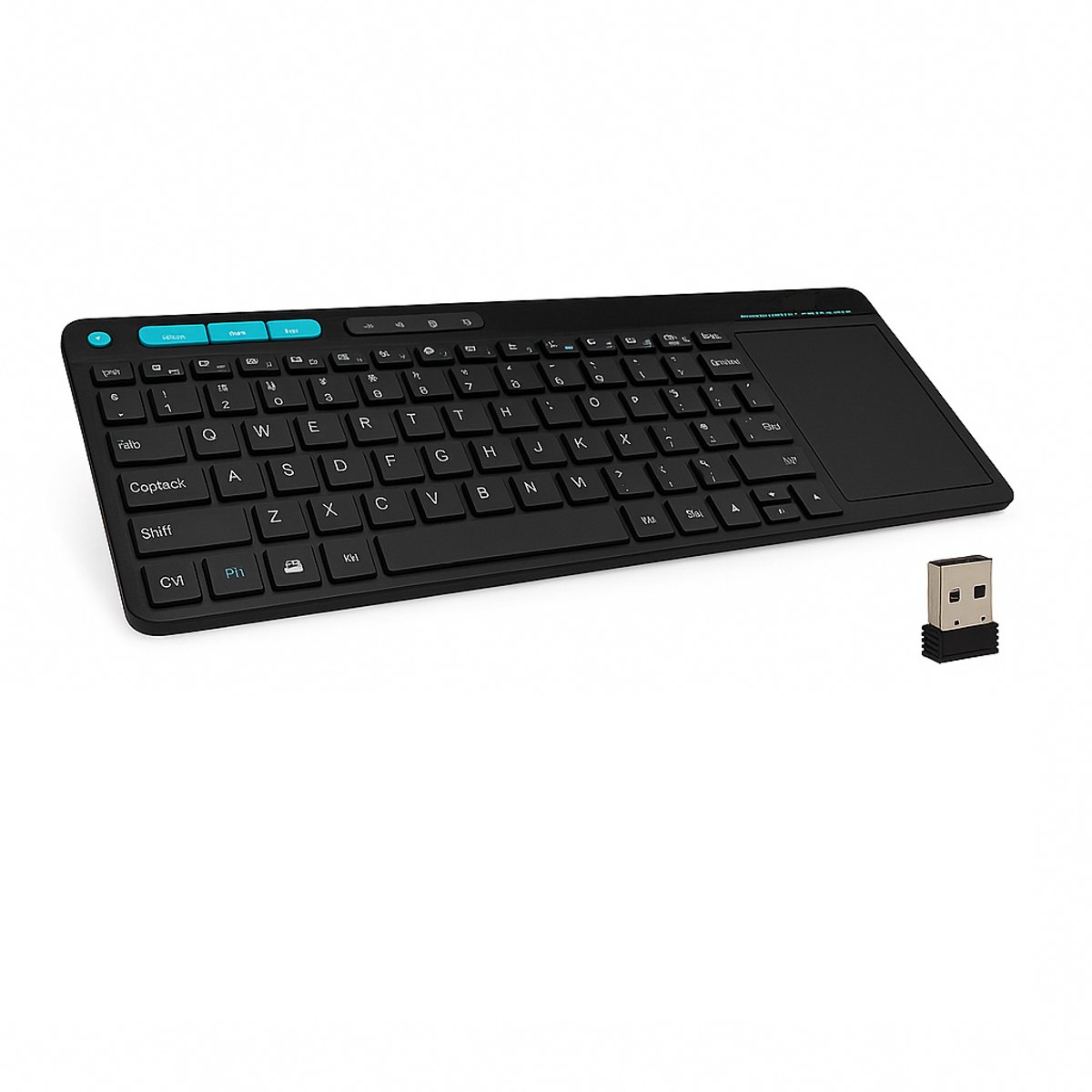 DrPhone Rii K18 Plus Draadloos Toetsenbord 2.4GHz met 3-Kleur LED Verlichting & Groot Multi-Touch Trackpad – Zwart