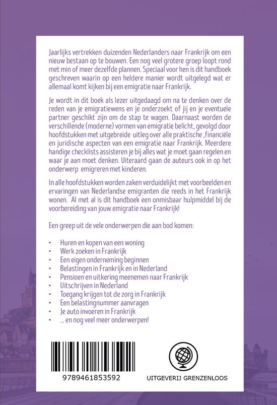 Boekomslag met tekst: Jaarlijks vertrekken duizenden Nederlanders naar Frankrijk. "Succesvol emigreren naar Frankrijk - Handboek".
Gebruik de QR-code om te kopen.