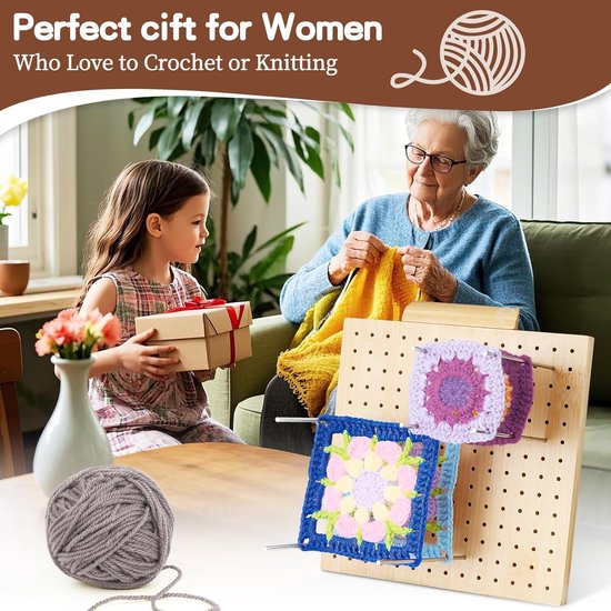 Haken Blokbord Set | Vierkant Haakbord Met 10 Pinnetjes,Garen