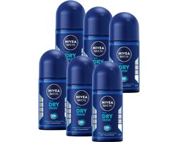 NIVEA MEN Dry Fresh Anti-Transpirant Deo Roller - 72u bescherming - Voordeelverpakking - 6 x 50ml