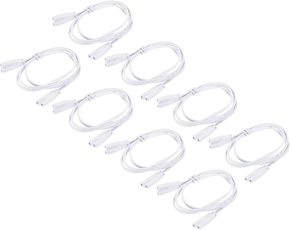 LED-stroomkabel voor lampen, verbindingskabel voor LED-slangen - Set van 8 - 80 cm - T4 T5 T8 - Dubbele lichtverbindingskabel met 2 pennen - Verlengkabel