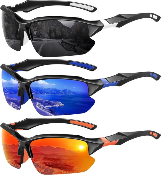 Lunettes de soleil de sport polarisées pour hommes - Lunettes de soleil demi-monture avec protection UV, parfaites pour la course à pied et la pêche