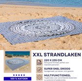 Bohemida Roundie XXL Groot Vakantie Strandlaken 220x235cm - XXL Zwart Ombre Mandala Strandkleed - 100 % Duurzaam Katoen