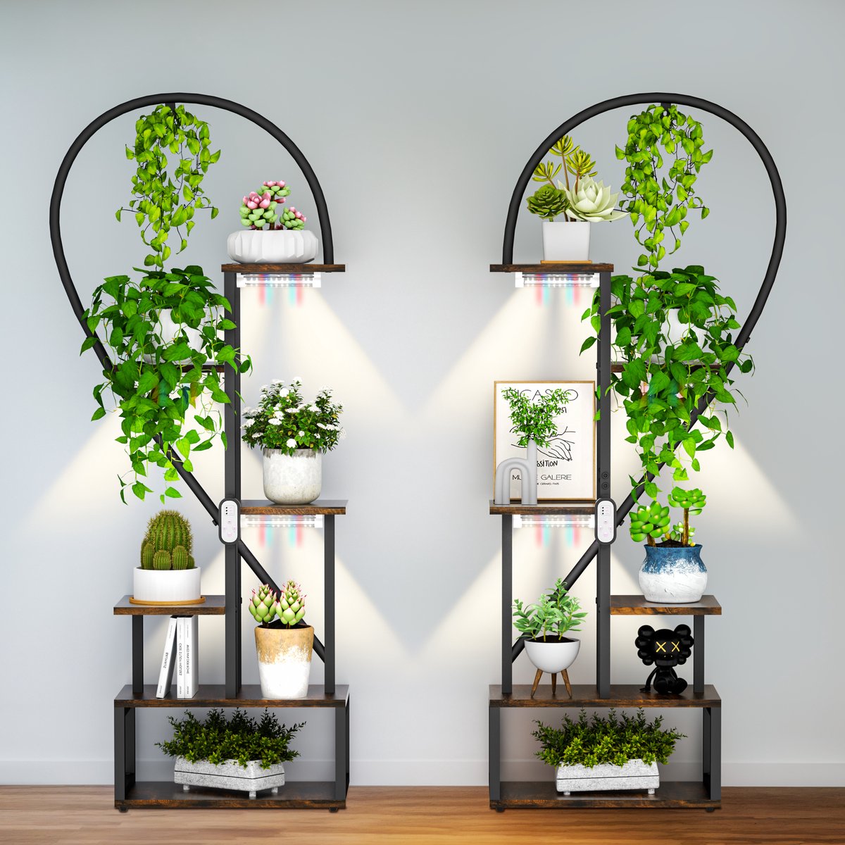 COSTWAY 5-laags metalen plantenstandaard, hartvormig, bloemenplank met