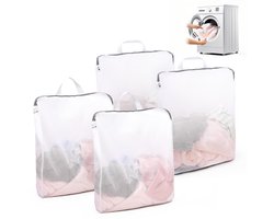 Unyqoos® Herbruikbare wasnetten set van 4 voor delicate kledingstukken met handvat en twee stijlen, 50 x 60 cm