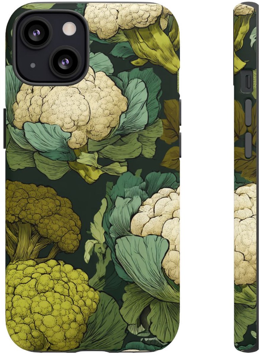 Handgetekend Broccoli- en Bloemkoolpatroon – Telefoonhoesje Geschikt voor iPhone 13