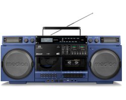 MEDION P66538 Cassetterecorder (retro boombox met cd-speler, jaren 80, groot, USB, SD, cd, cassette MC, DAB+ radio telescopische antenne, Bluetooth, cassettedeck, opnamefunctie, werkt op batterijen)