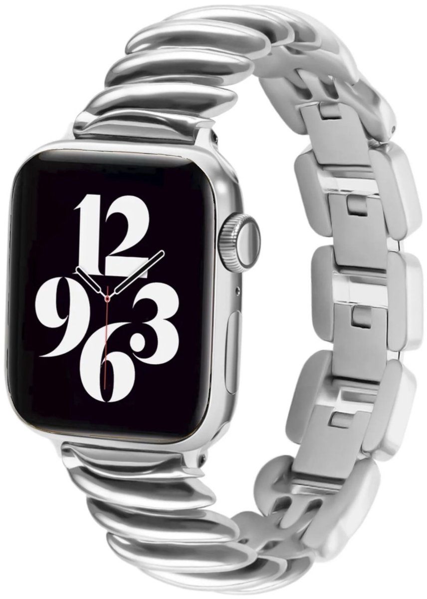 MY PROTECT - Luxe Metalen Swirl Bandje - Geschikt Voor Apple Watch Bandje - Series 1/2/3/4/5/6/7/8/9/10/SE - 38mm - 40mm - 41mm - 42mm - Zilver