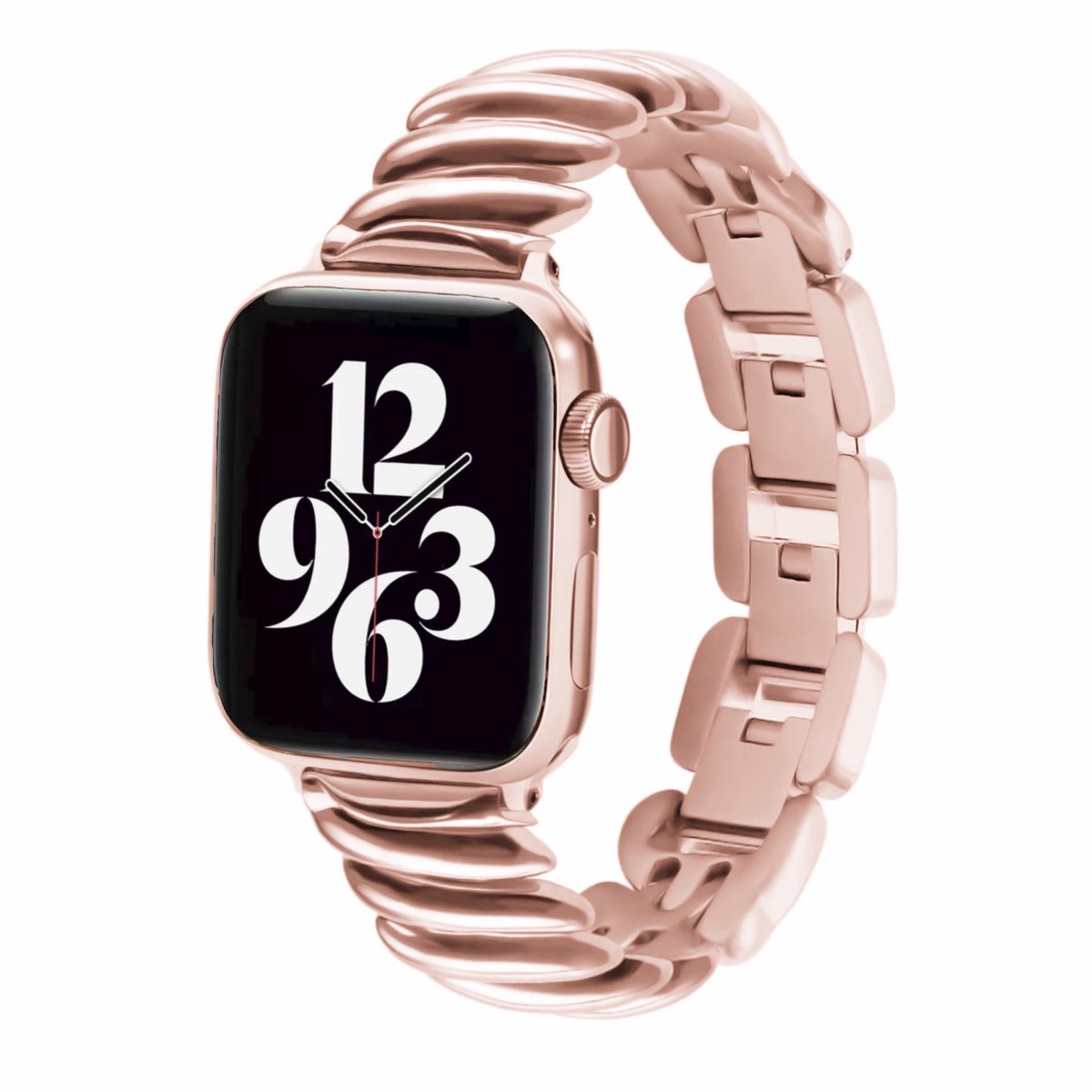 MY PROTECT - Luxe Metalen Swirl Bandje - Geschikt Voor Apple Watch Bandje - Series 1/2/3/4/5/6/7/8/9/10/SE - 38mm - 40mm - 41mm - 42mm - Rosé