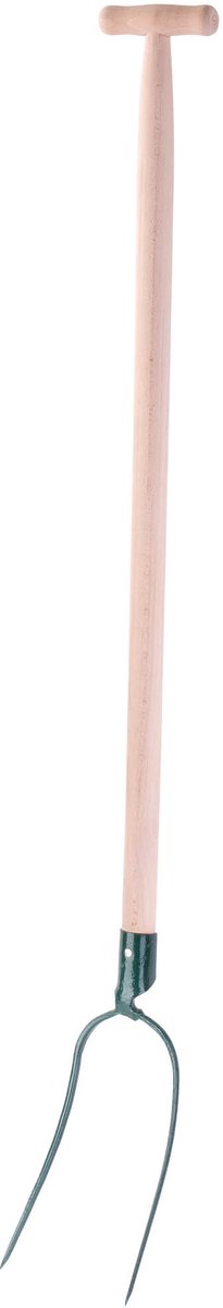 KADAX hooivork, vork, spatvork, grafvork, mistvork, vork voor tuin, draadvork met houten steel, tuinvork van hoogwaardig staal, mestvork, tuinvork (2 tanden, T-greep)