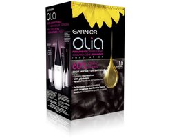 Garnier Olia Zwart 1 - Permanente Haarkleuring Zonder Ammoniak - Tot 100% grijsdekking - Intense, langhoudende kleur - Haarverf