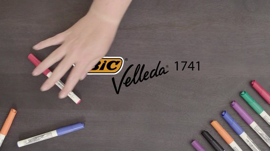 BIC Velleda - Whiteboardmarker - Whiteboard Stiften voor Wisborden - Whiteboard Markers met Dunne Schuine Punt - 8 stuks