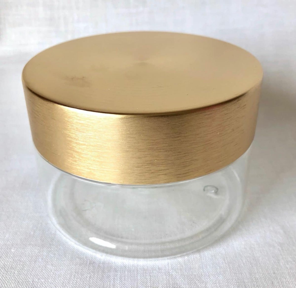 Transparant lege plastic pot 200 ml met mooie gouden deksel - ( 10 stuks in een set )