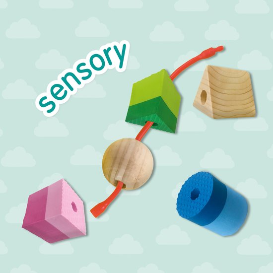 SES - Tiny Talents - Sensory kralen rijgen - Montessori - meerdere soorten grove kralen - inclusief koppelsnoer Speelgoed 2 jaar van SES — afbeelding 5