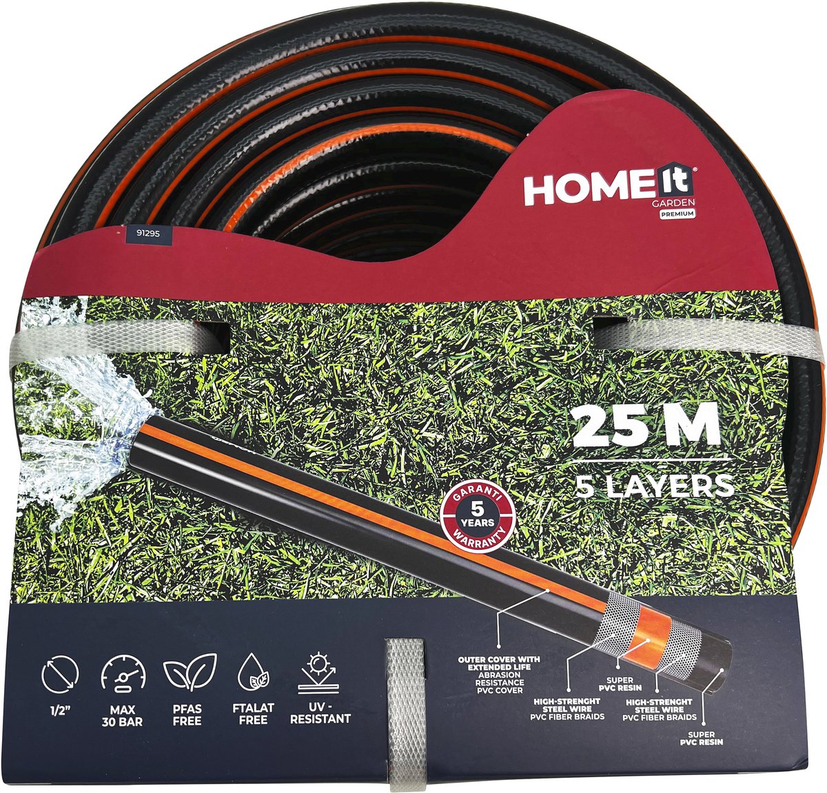 HOME It Garden® 5-laags tuinslang, ½", 25 m