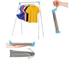 Droogrek - met Stang - Inklapbaar Wasrek - Extra Groot Droogrek - Extra stevig en licht - Geschikt voor reizen - Inklapbaar Droogrek - Mini - 135*90*73cm - Staand Kleding Wasdroogrek - Droogtoren - kleding droogrek - Badkamer/Balkon/Binnen/Buiten