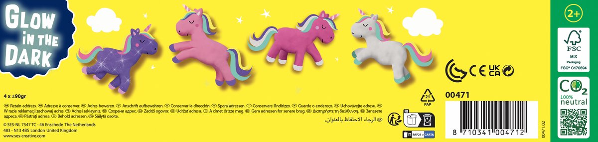 SES Creative - Unicorn Klei - Trendy Kleuren (4x90g) - Vegan en Glutenvrij - Herbruikbaar - Uitwasbaar - Vanaf 2 jaar — afbeelding 8