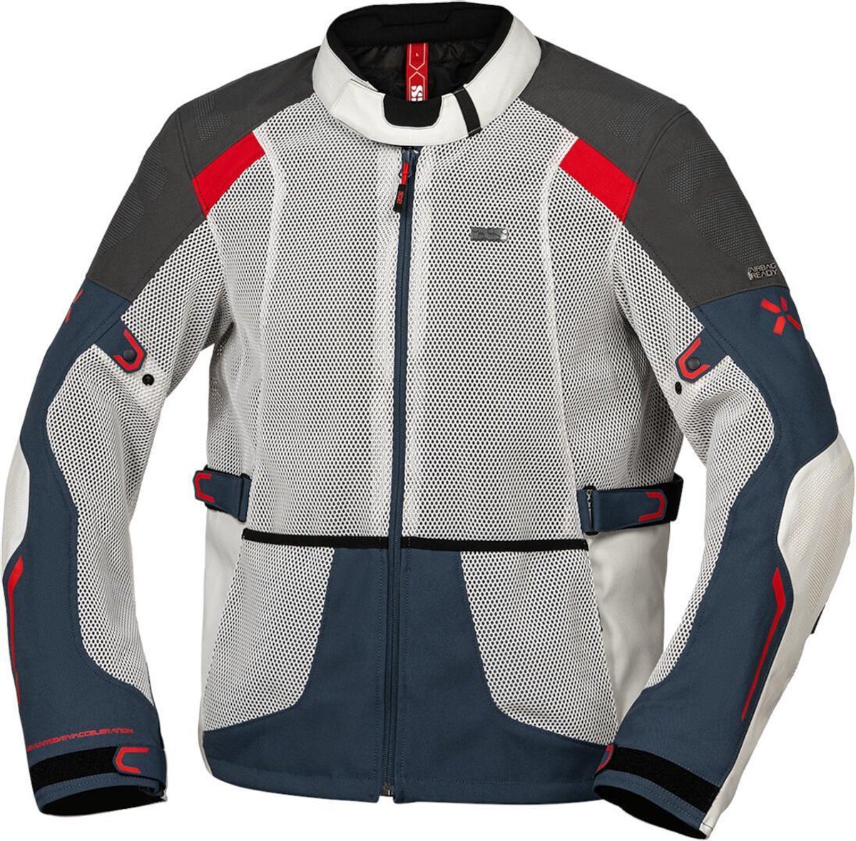 IXS Tourster-Big Air 1.0 Mesh Grijs Blauw Rood Sand Textiele Motorjas - Jas