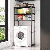 CHIWIN Wasmachine Rek – 3-Lagen Badkamerrek – Vrijstaand Opbergrek zonder Boren – Waterdicht PVC – Antislip