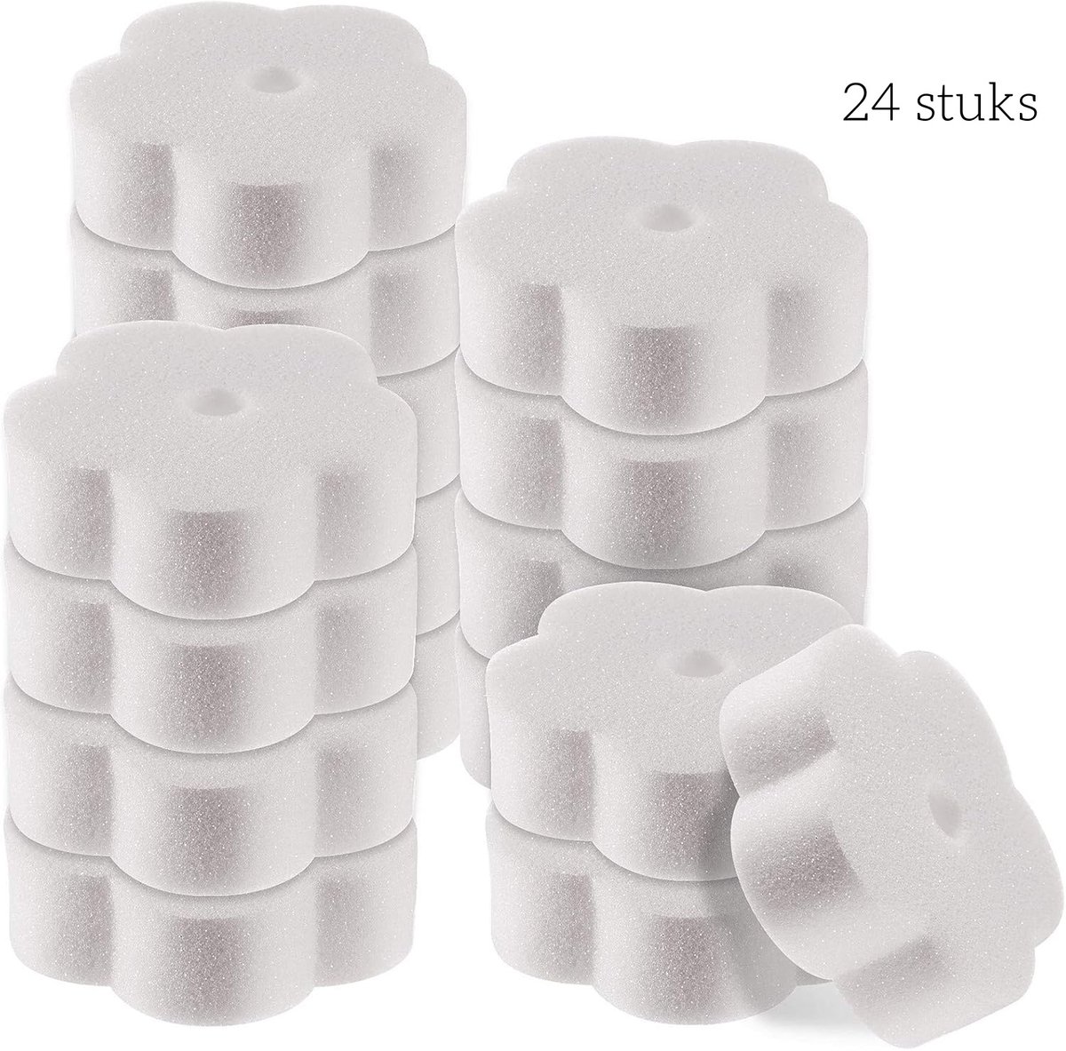 Schuimspons - Olie-absorberend voor zwembaden en spa's - Bloemenpatroon - Wit, 24 stuks