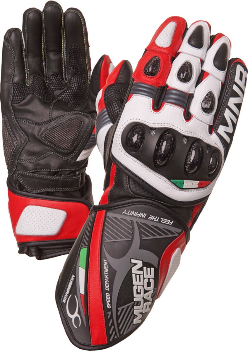 MUGENRACE Neptun Zwart Witte Rode Handschoenen - Handschoen