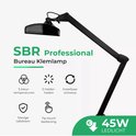 Zwarte SBR Professional bureaulamp met klemvoet, 5 kleurtemperaturen en instelbaar ontwerp.
