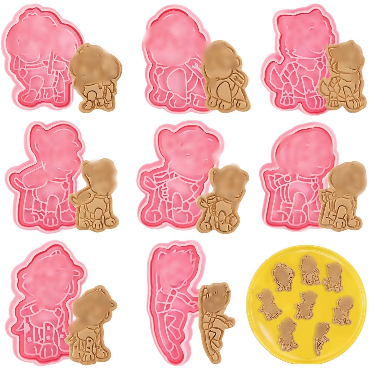 Koekjesvormpjes voor kinderen, 8 stuks koekjesvormpjes, 3D koekjesvormpjesset voor het bakken van koekjes, fondant, chocolade, DIY koekjesvormpjes voor kinderen set voor Kerstmis, verjaardag, feest