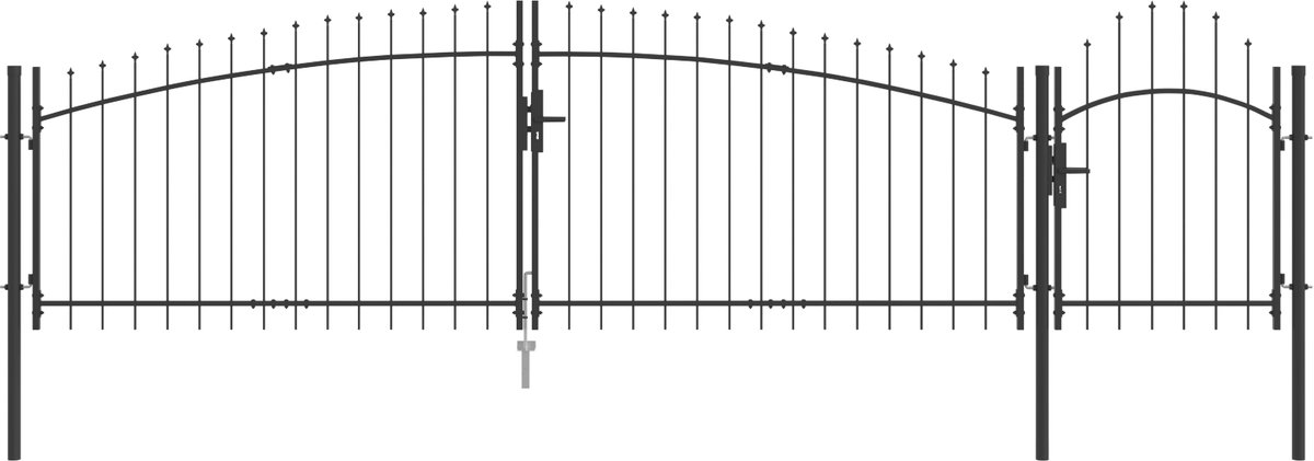 vidaXL - Tuinpoort - met - slot - Grijs - 100 - x - 500 - cm - Staal