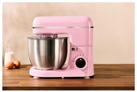 SILVERCREST® KITCHEN TOOLS Keukenmachine pastel - Vermogen: 600 W - Inhoud: 5 L - Inclusief spatbescherming met vulopening, deeghaak, eiwitklopper en garde - Met extra pulsfunctie - Afneembare accessoires zijn vaatwasmachinebestendig - Roze van SilverCrest — afbeelding 4