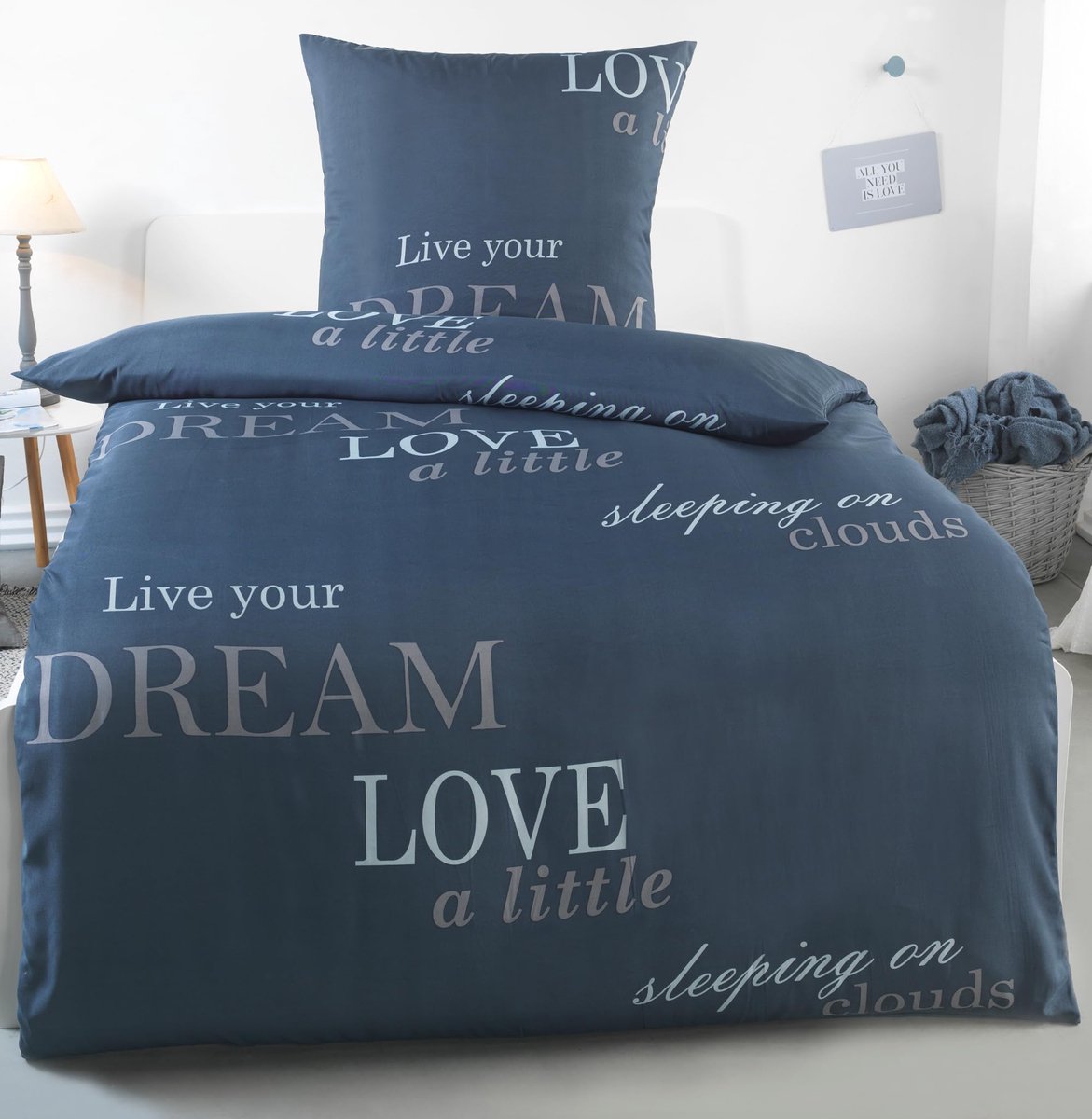 Unyqoos Beddengoed Set met Modern Design en Allergievriendelijke Eigenschappen, 135 x 200 cm, 2-delig blauw